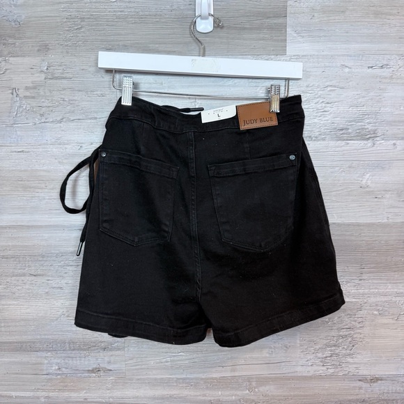 NWT Judy Blue Black High Waist Tie-Front Denim Skort - Size Large - Picture 3 of 9